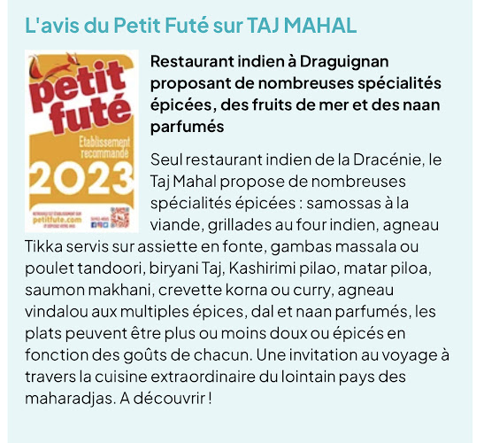 Comentarii opinii despre Restaurant Taj Mahal Draguignan