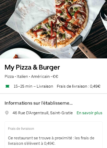 Opinii despre My Pizza & Burger în Saint-Gratien - Restauration
